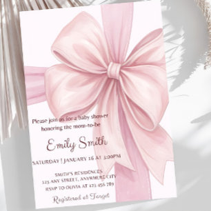 Pink Bow Baby Shower Invitation Template Pink Ribb