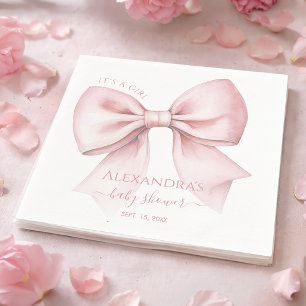 Pink Bow Baby Shower It's a Girl Cute Coquette Napkin