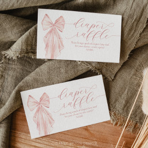 Pink Bow Baby Shower Minimalist Diaper Raffle Enclosure Card
