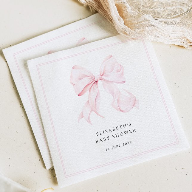 Pink Bow Baby Shower  Napkin (Creator Uploaded)