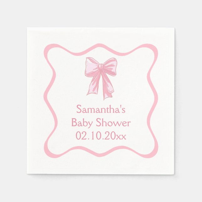 Pink Bow Baby Shower  Napkin (Front)