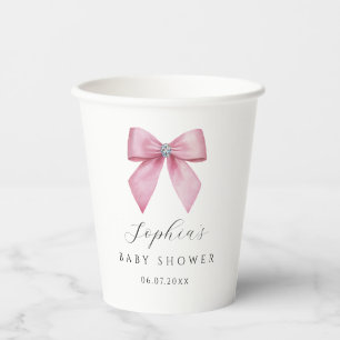 Pink Bow Baby Shower Paper Cups