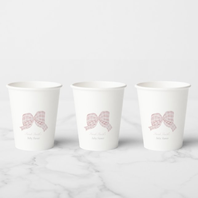 Pink bow baby shower  paper cups (Multi)