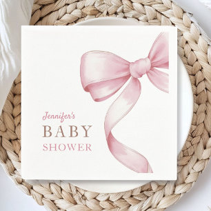 Pink Bow Baby Shower Paper Napkin