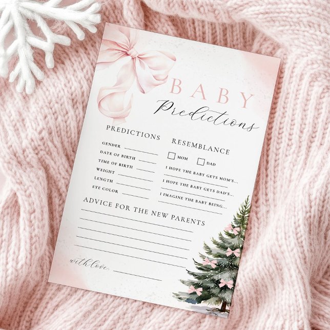 Pink Bow Baby Shower Prediction & Advice Game (Creator Uploaded)