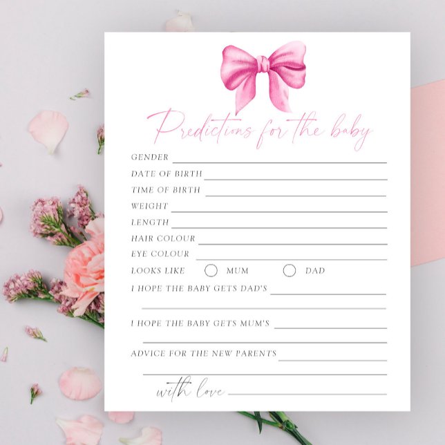 Pink bow baby shower Predictions and advice baby (Creator Uploaded)