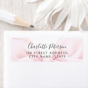 Pink Bow Baby Shower Return Address Label