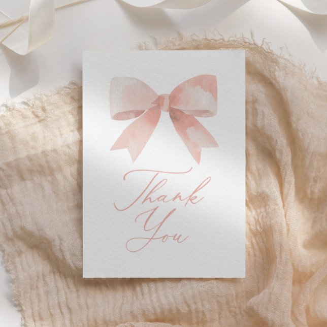 Pink Bow Baby Shower Thank You Card (Creator Uploaded)