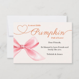 Pink Bow Baby Shower Thank You Card Elegant Girl