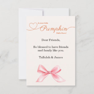 Pink Bow Baby Shower Thank You Card   Elegant Girl