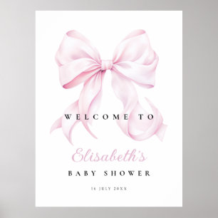 Pink Bow Baby Shower Welcome Sign