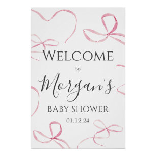 Pink Bow Baby Shower Welcome Sign, bow foam board Poster