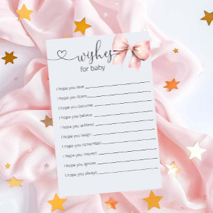 Pink Bow Baby Shower Wishes For Baby