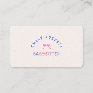 Pink Bow, babysitter  Business Card