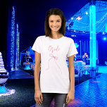 Pink bow Bachelorette Party T-Shirt<br><div class="desc">A t-shirt for a bachelorette party.  Front: a pink bow and the word: Bride
Back: Personalise and add the name of the bride to be,  add the party date.</div>