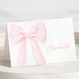 Pink Bow Baptism Table Name Card 