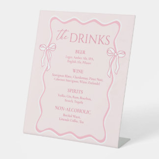 Pink Bow Bar Drink Menu Pedestal Sign