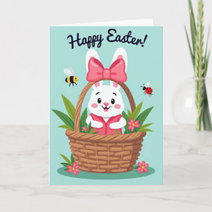 Pink Bow Basket Friend Card