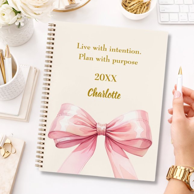 Pink bow beige cream quote notebook (Creator Uploaded)