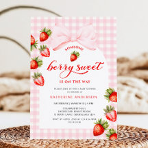 Pink Bow Berry Sweet Strawberry Baby Shower