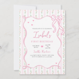 Pink Bow Birthday Invitation