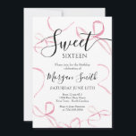 Pink bow Birthday Invitation, Sweet Sixteen Invitation<br><div class="desc">Pink Bow Birthday Invitation,  Modern Pink Bow Invite,  Pink Bow Birthday party decorations,  girly birthday party, </div>