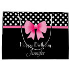 Pink Bow Black And White Polka Dots Birthday