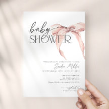 Pink Bow Blush Coquette Ribbon Baby Shower
