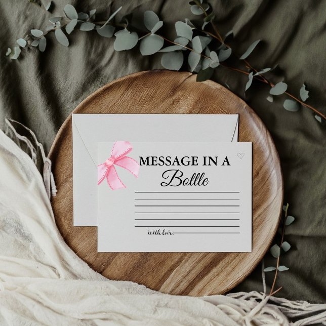 Pink Bow Blush  Message bottle Bridal Shower  Enclosure Card (Creator Uploaded)