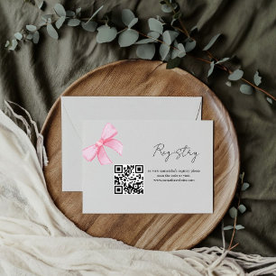 Pink Bow Blush ribbon registry Bridal shower Enclosure Card