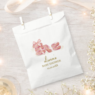 Pink Bow Bonjour Bébé French Macarons Baby Shower  Favour Bag