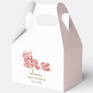 Pink Bow Bonjour Bébé French Macarons Baby Shower  Favour Box