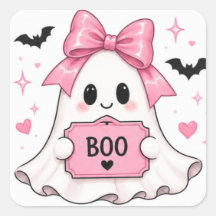 Pink Bow BOO Ghost Coquette Halloween