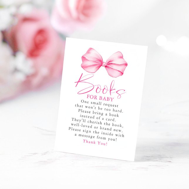 Pink Bow Book For Baby Request Enclosure Card (Pink Bow Books For Baby Request Cards)