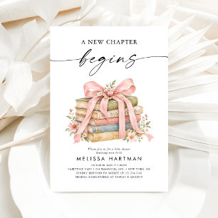 Pink Bow Books A New Chapter Begins Baby Shower Invitation