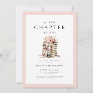 Pink Bow Books A New Chapter Begins Baby Shower Invitation