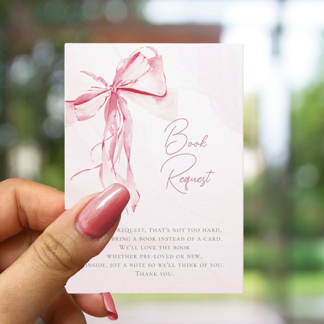 Pink Bow Books for Baby Girl Baby Shower Enclosure Card (Creator Uploaded)