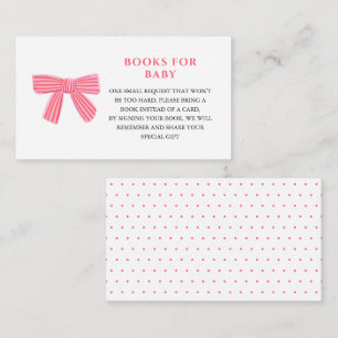 Pink bow Books for baby Girl Shower Enclosure Card