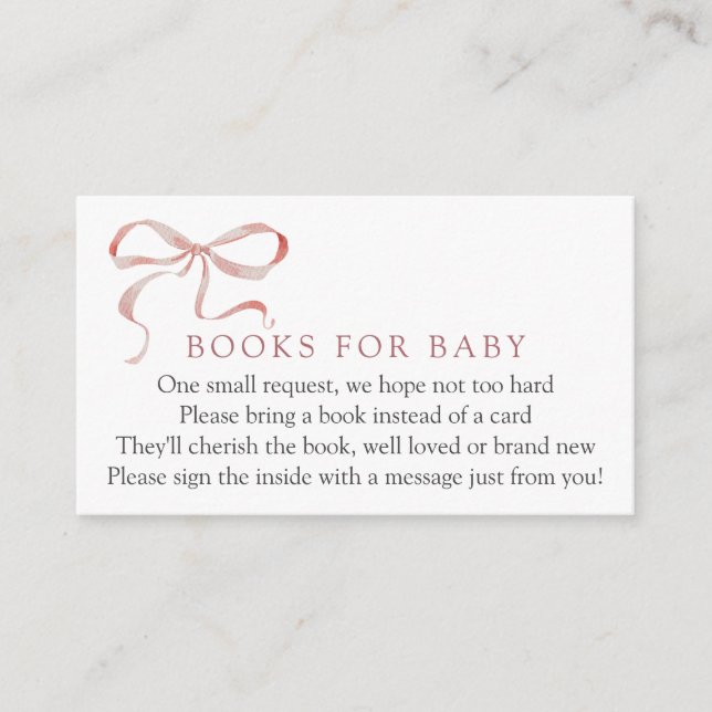 Pink Bow Books for Baby Request Enclosure Card (Front)