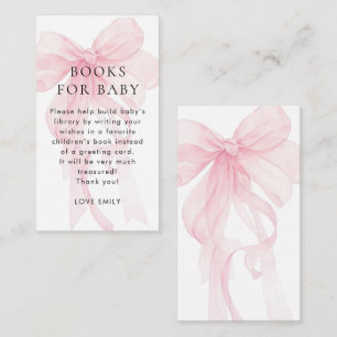 Pink Bow Books for Baby Shower Enclosure Card