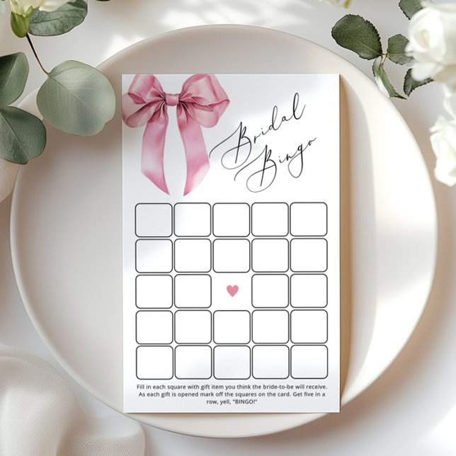 Pink Bow bridal shower bingo game (Creator Uploaded)