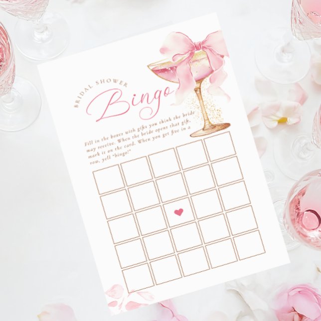 Pink Bow Bridal Shower Bingo Game (Creator Uploaded)