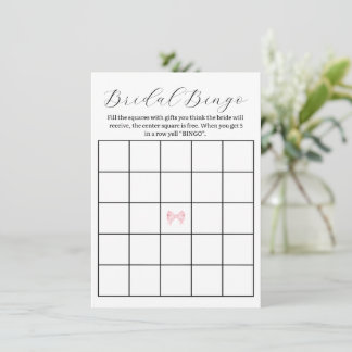 Pink Bow Bridal Shower Bingo Game – Printable Card
