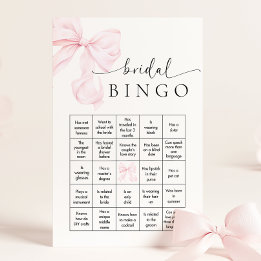Pink Bow Bridal Shower Bingo Game Stationery
