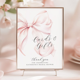 Pink Bow Bridal Shower Cards & Gifts Table Poster