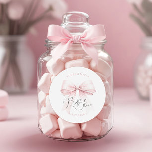 Pink Bow Bridal Shower Classic Round Sticker
