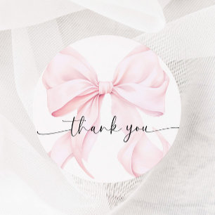 Pink Bow Bridal Shower Classic Round Sticker
