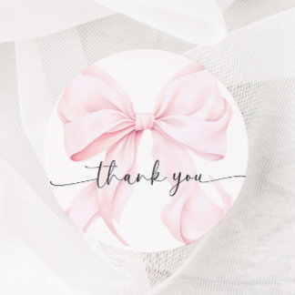 Pink Bow Bridal Shower Classic Round Sticker