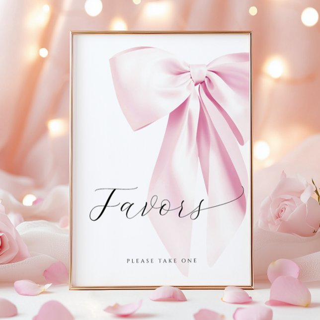 Pink Bow Bridal Shower Favours Table Sign (Creator Uploaded)