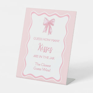 Pink Bow Bridal Shower Game Guess How Many Kisses Pedestal Sign